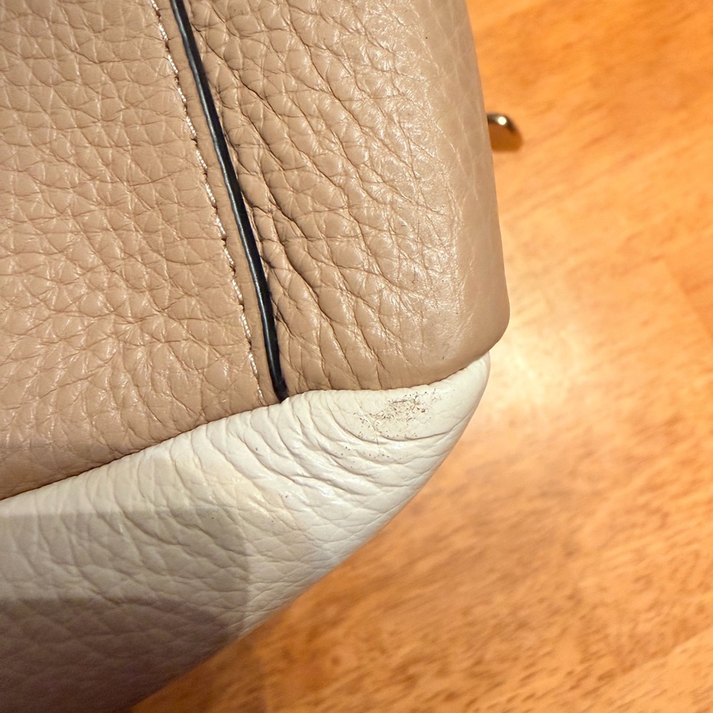 Coach Two-Tone Pebbled Leather Hobo — Cream & Tan with Brown Strap - Picture 5 of 13